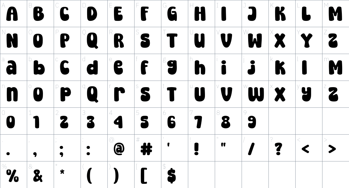 Super Peach font Character Map