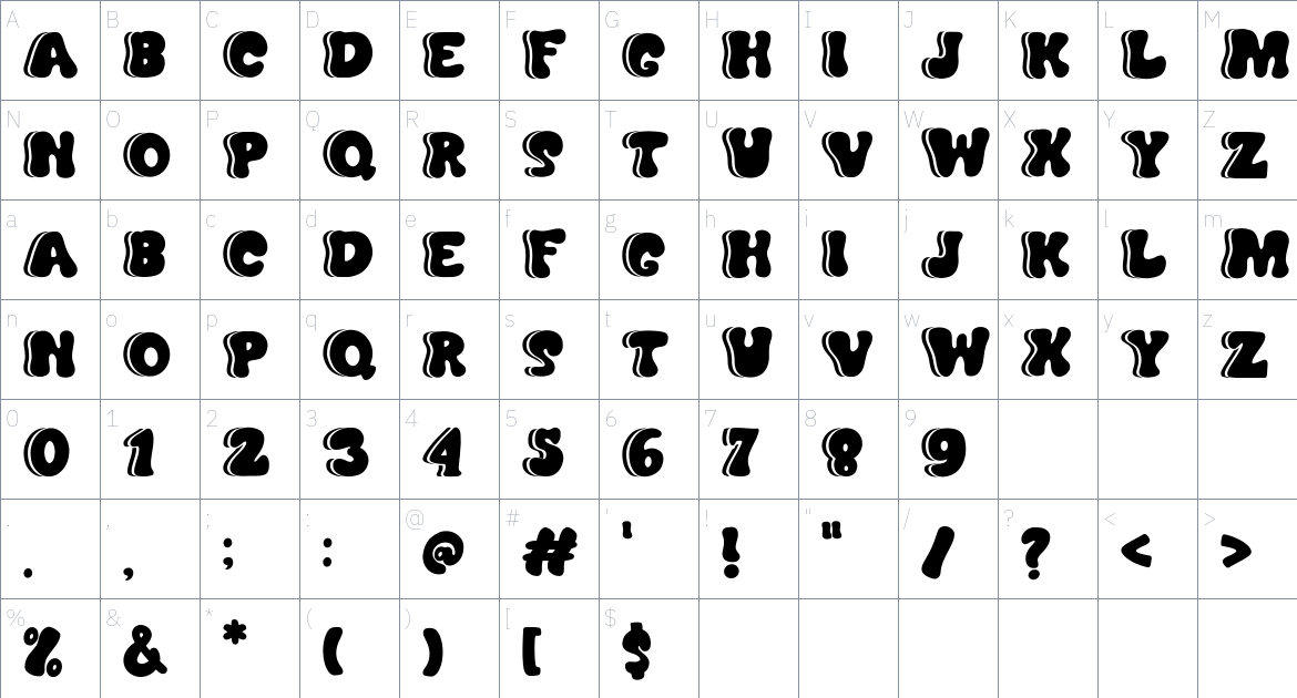 mecha baby font Character Map