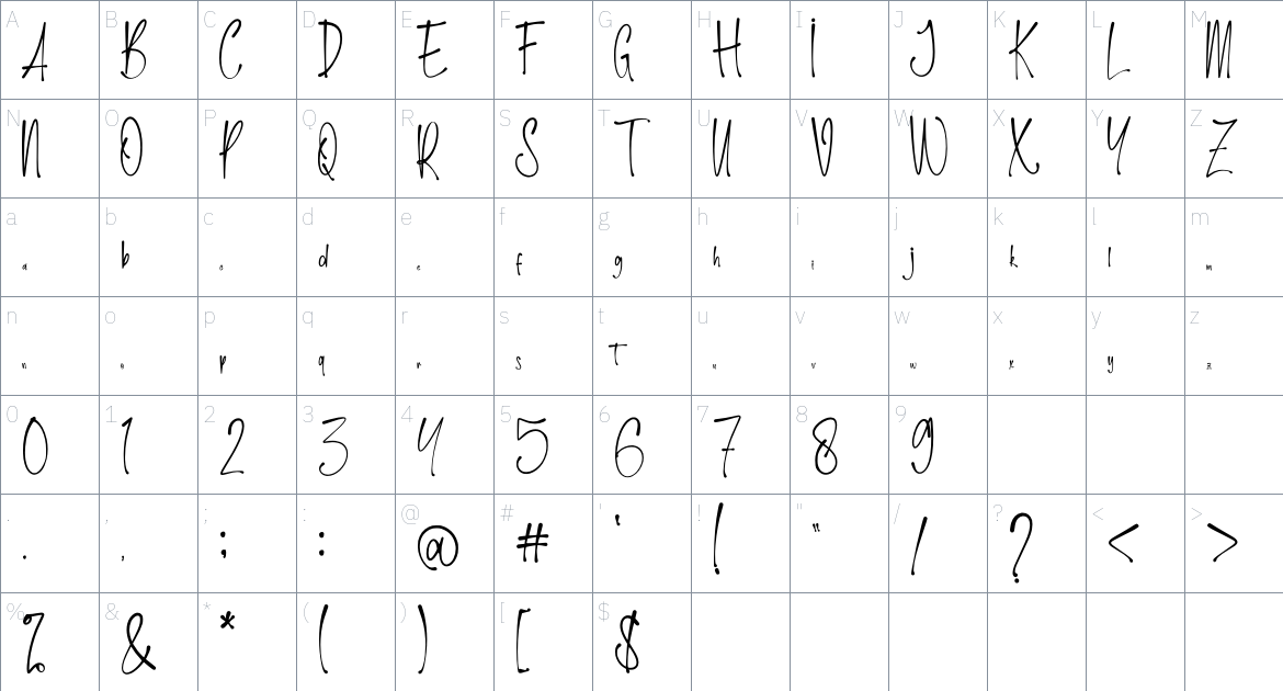 Soul Time font Character Map