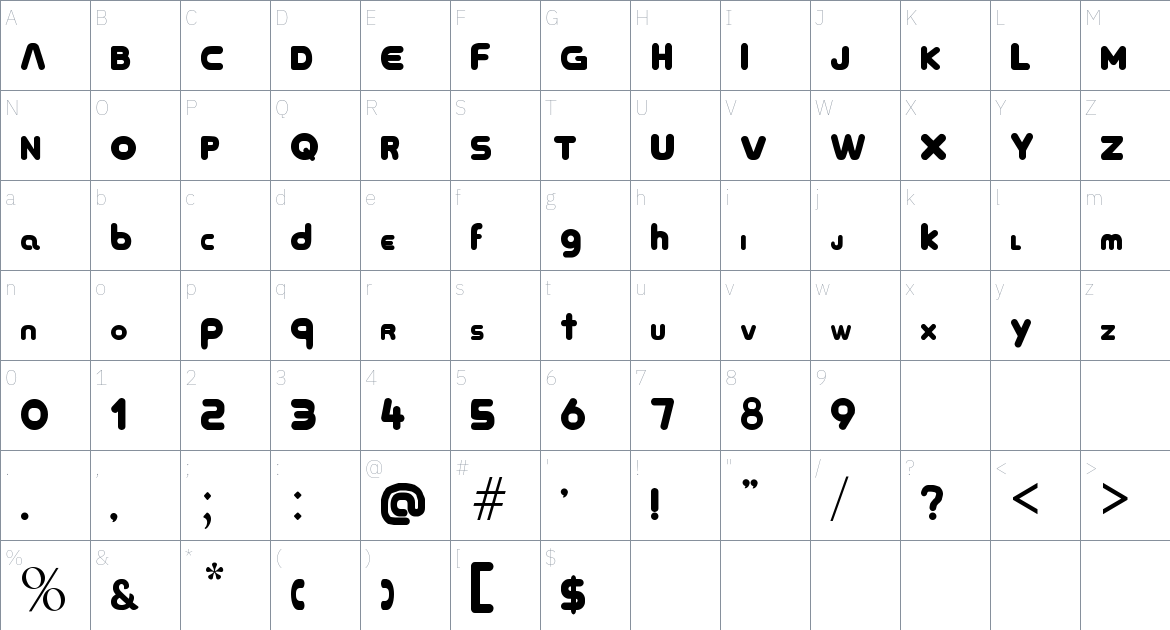 Project Carriefont V7 Beta font Character Map