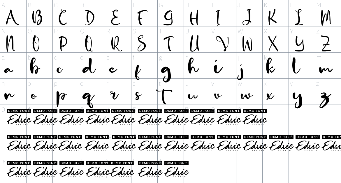 Violleta Simphony font Character Map