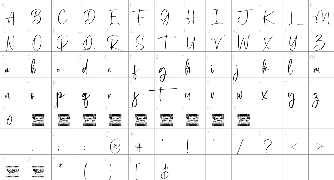 Rothary font Character Map