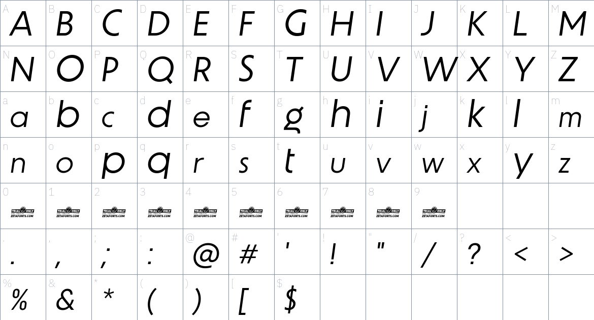 Unigeo64 Trial font Character Map