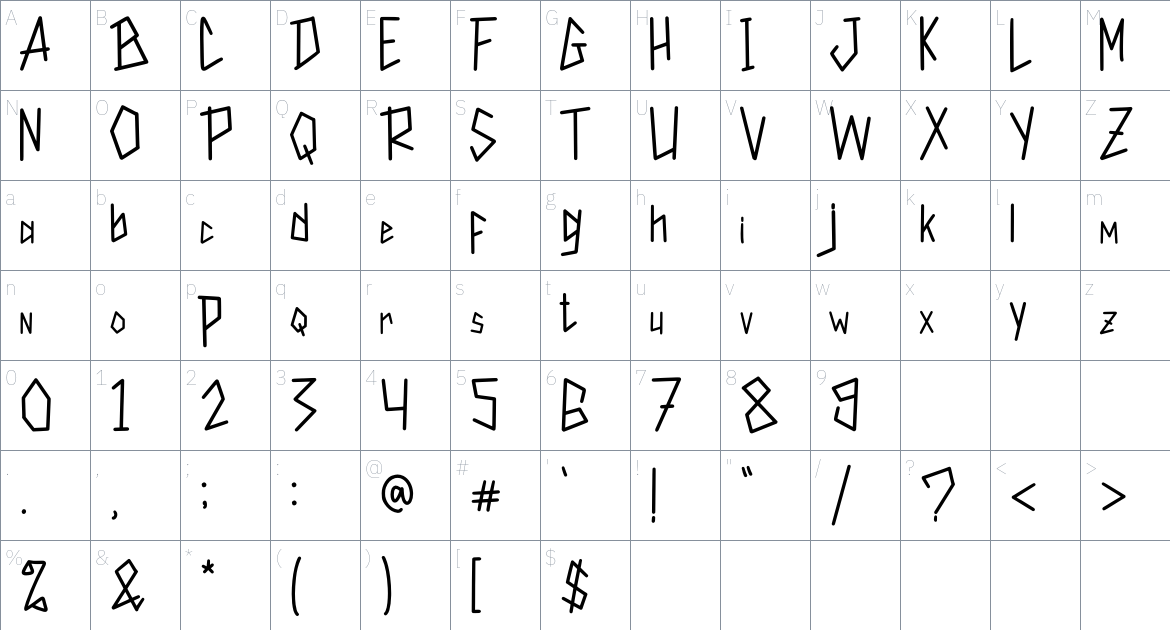 Milky Line font Character Map