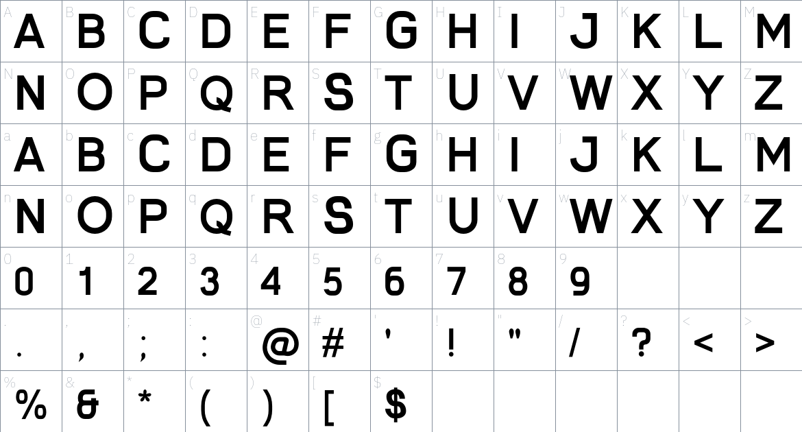 AdhynathaPersonal font Character Map