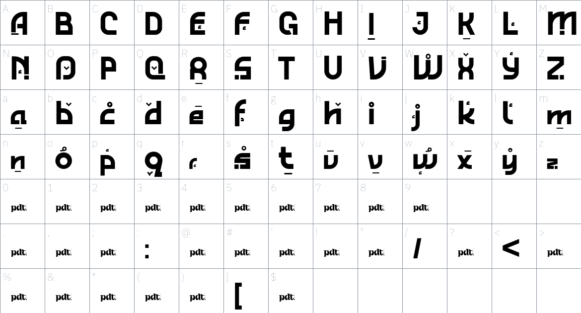 Reywak font Character Map