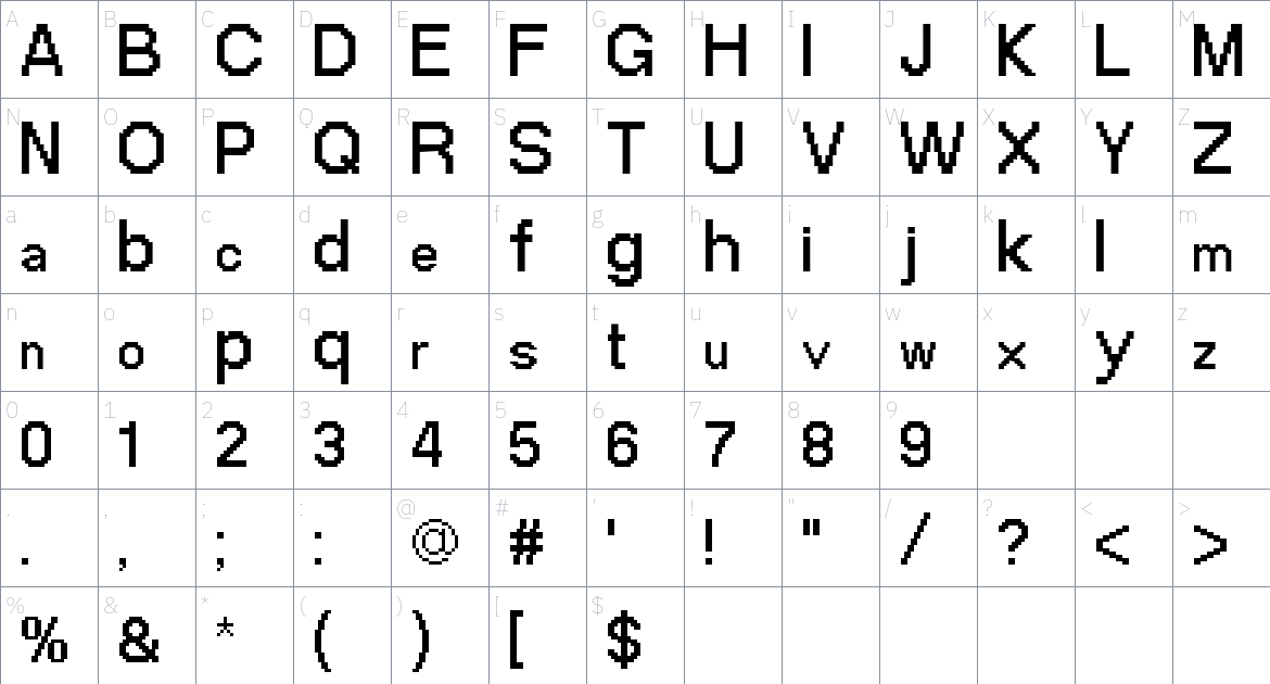 Analogue OS Font font Character Map