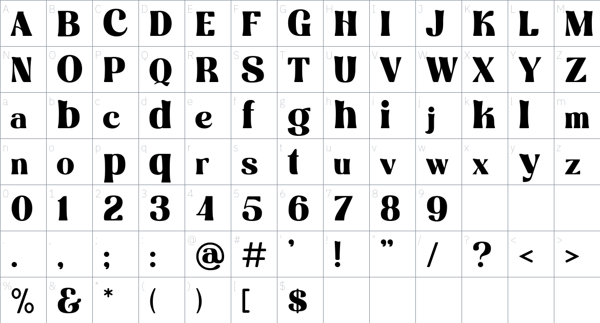 Bingo Dilan Font font Character Map