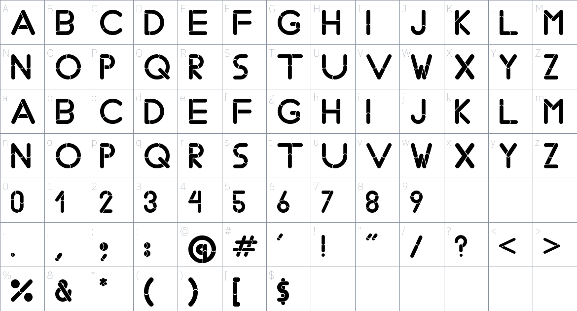 Bobz Type Font font Character Map