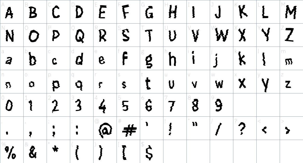 h Horey font Character Map