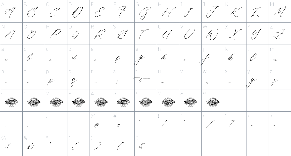 Saltngos font Character Map