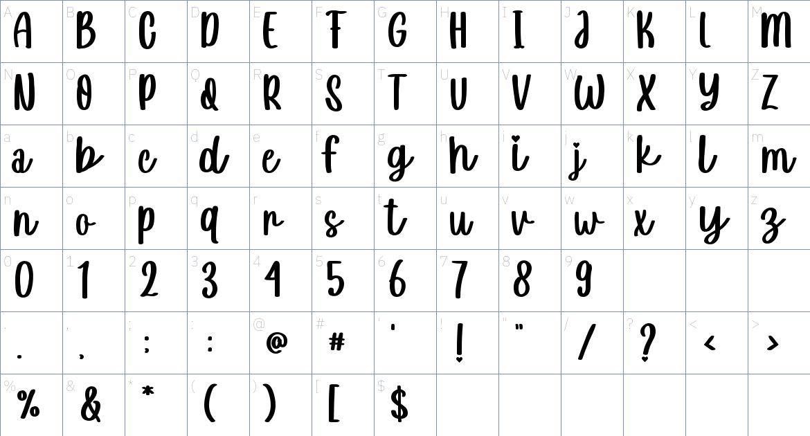 Special Beloved Font font Character Map