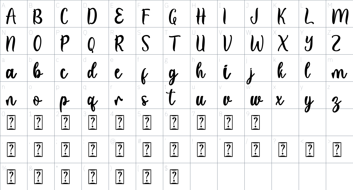 Christmas Friday font Character Map