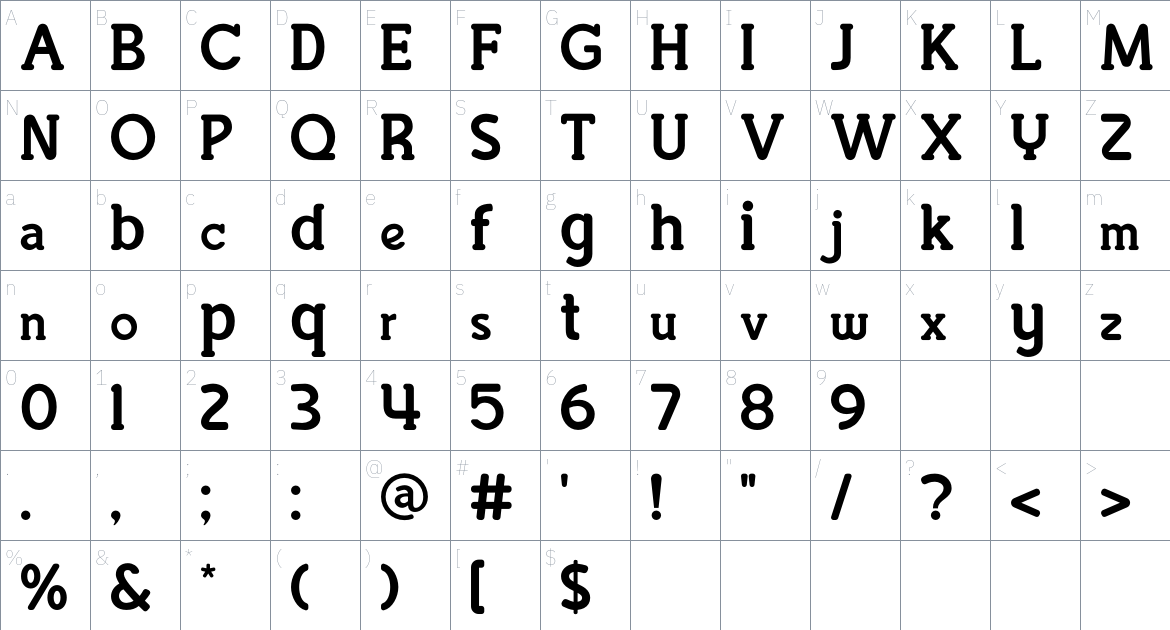 Maxico font Character Map