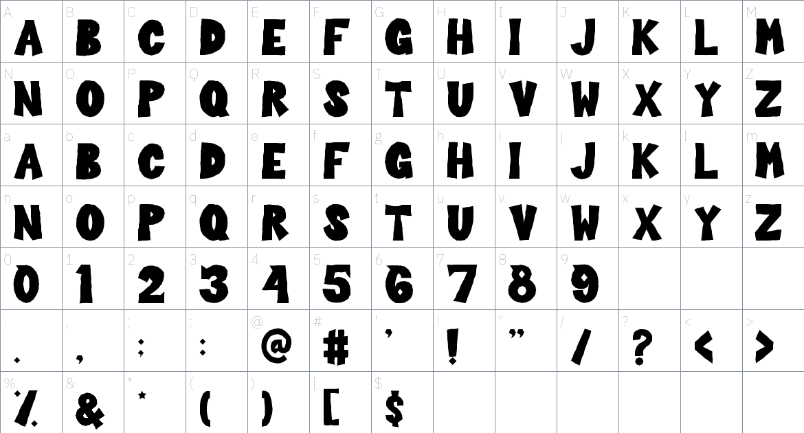 Stone Age font Character Map