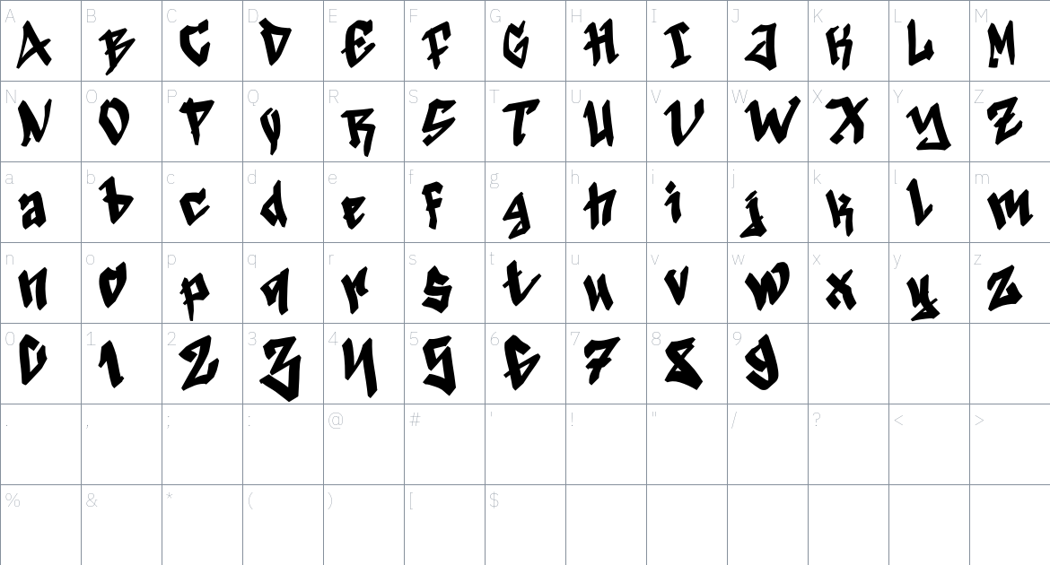 Black Destroy font Character Map