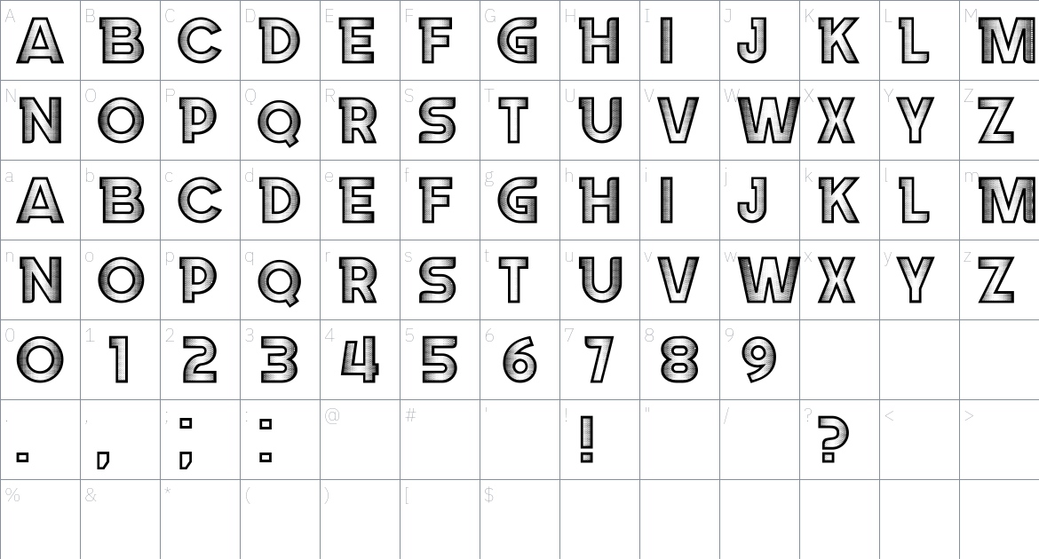 Stroke font Character Map