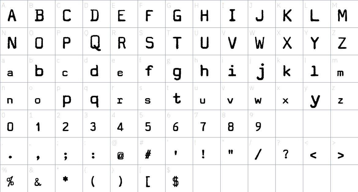 Hermetico Font font Character Map