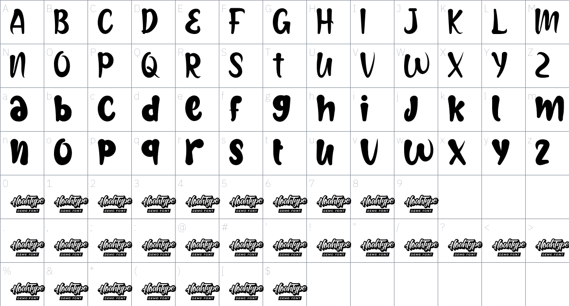 Tropical Party font Character Map