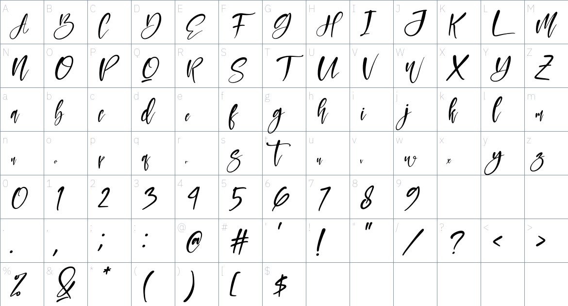 Bastelona font Character Map