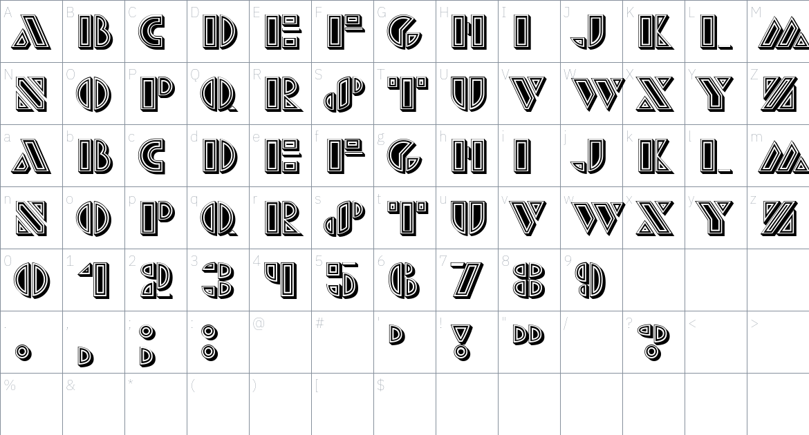 Monte Carlo font Character Map