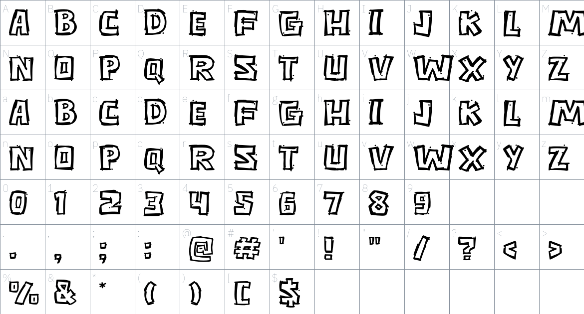 Xshow font Character Map