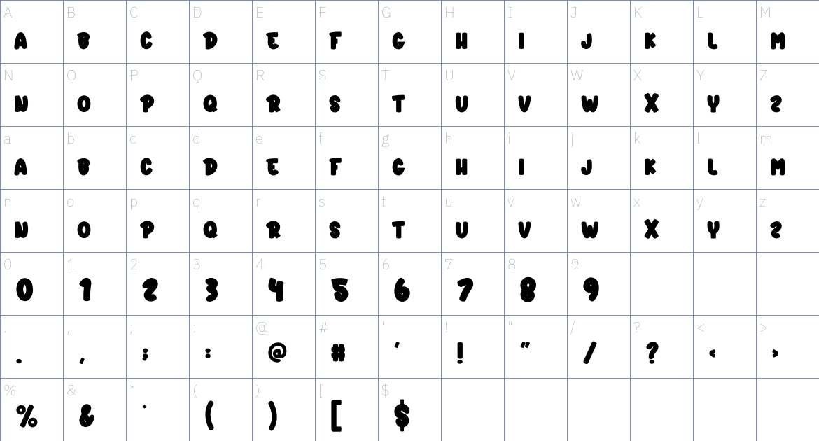 Christmas font Character Map