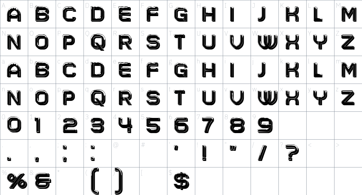 Icecold font Character Map