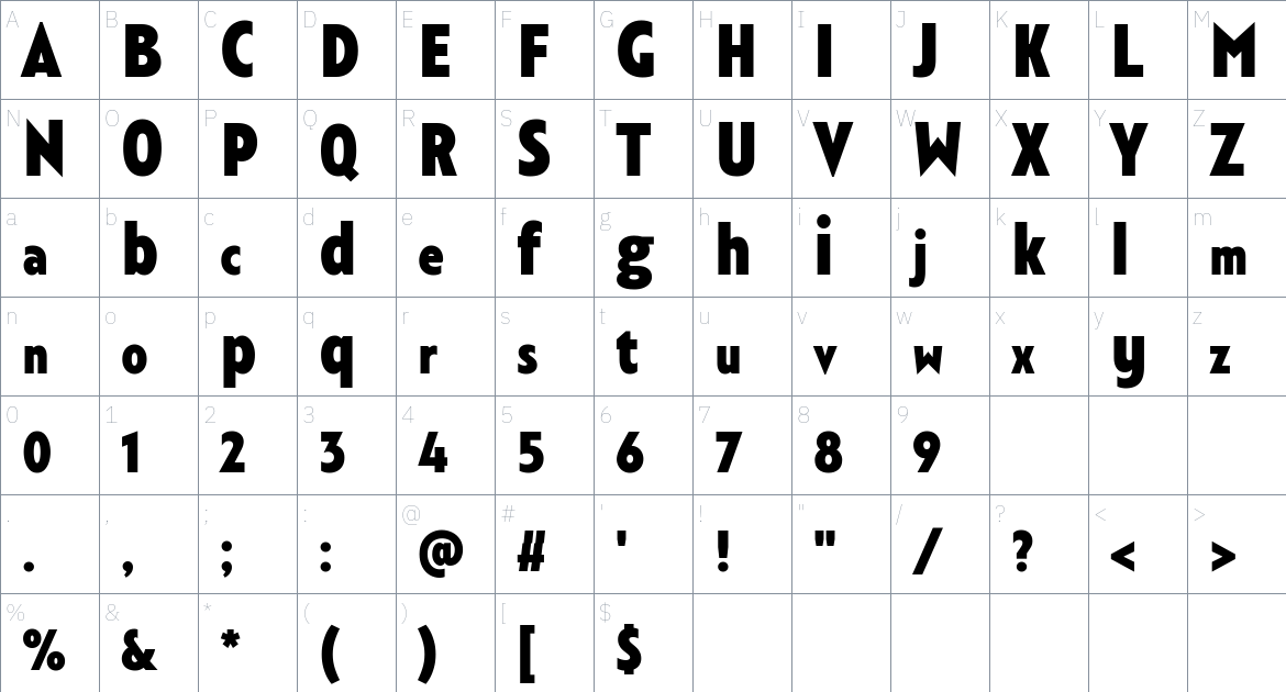 Mon Trappist Font font Character Map