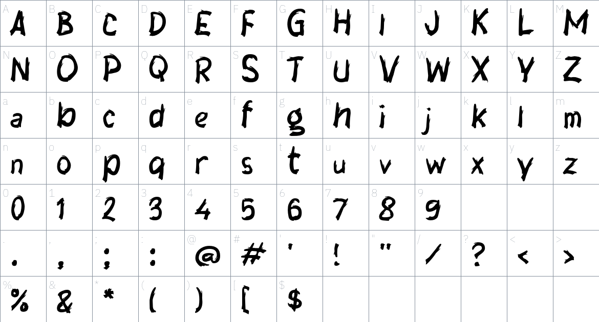 j Jasen Fish font Character Map