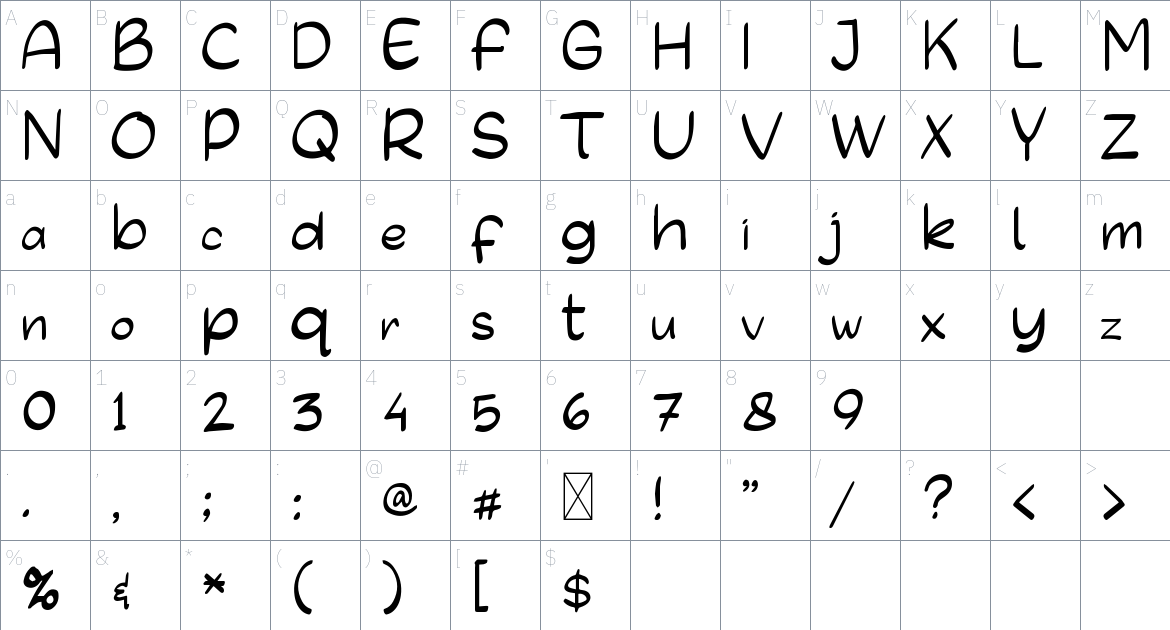 Oh My Notes font Character Map