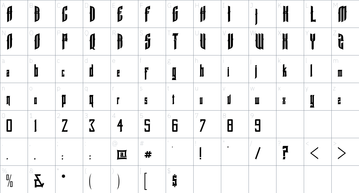 Spartanburg Font font Character Map