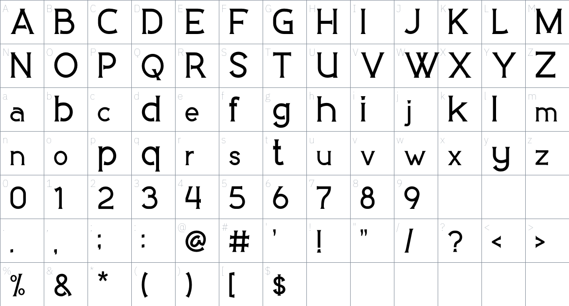 WISHFLOW font Character Map