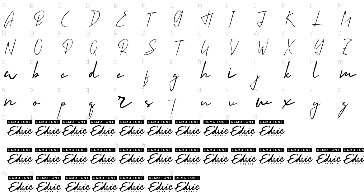 Photo Journalist font Character Map