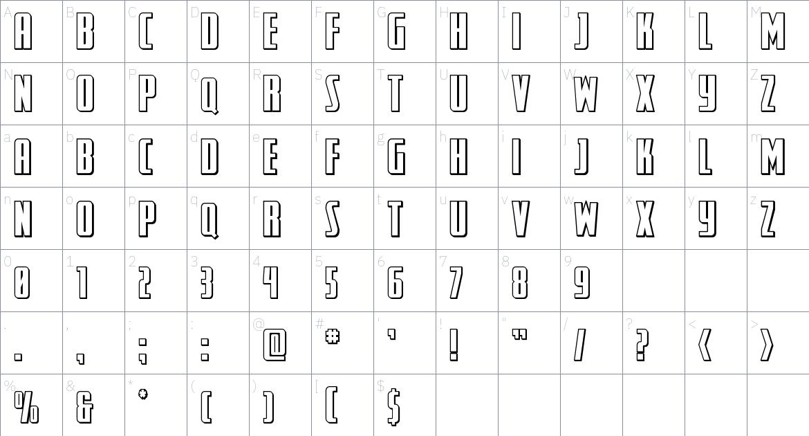 Surf Quest font Character Map