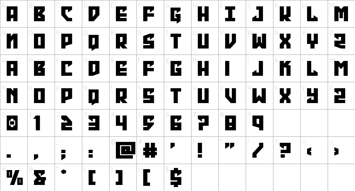 Emerald Beacon font Character Map