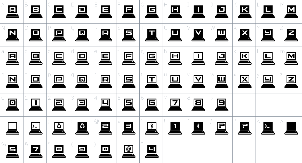 Laptop font Character Map