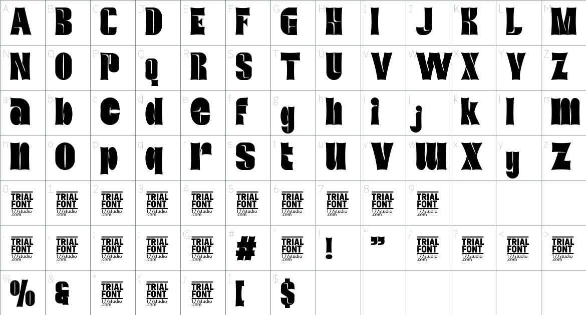 Marketing Packaging font Character Map