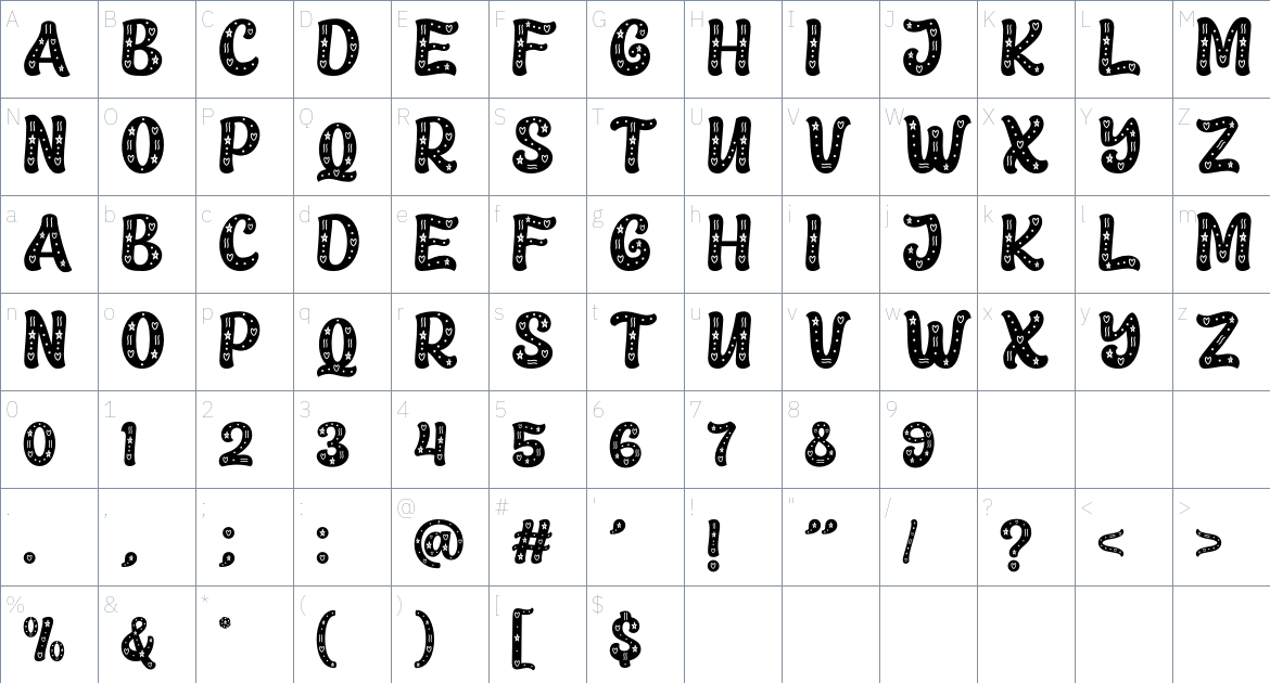 Childzone font Character Map