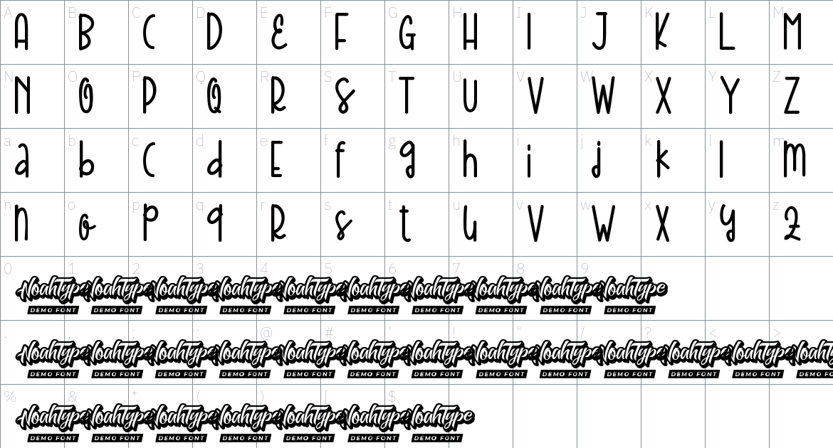 Spring Comedy font Character Map