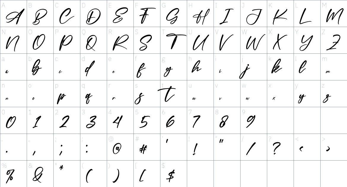 Magston Cordeli font Character Map