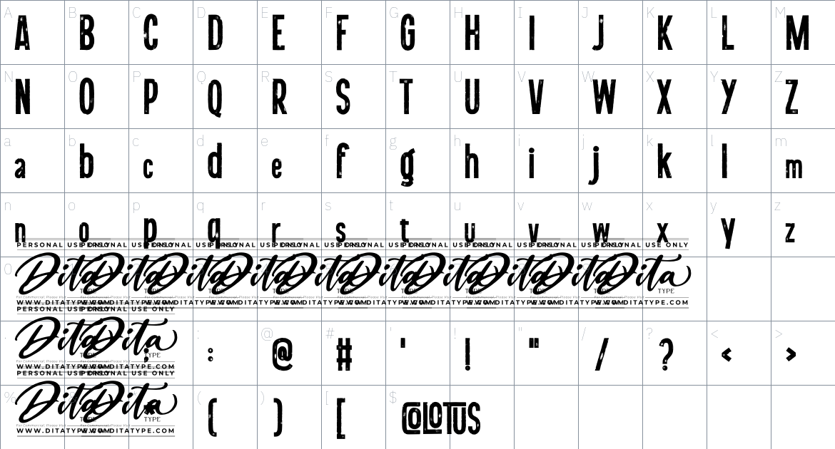 Colotus font Character Map