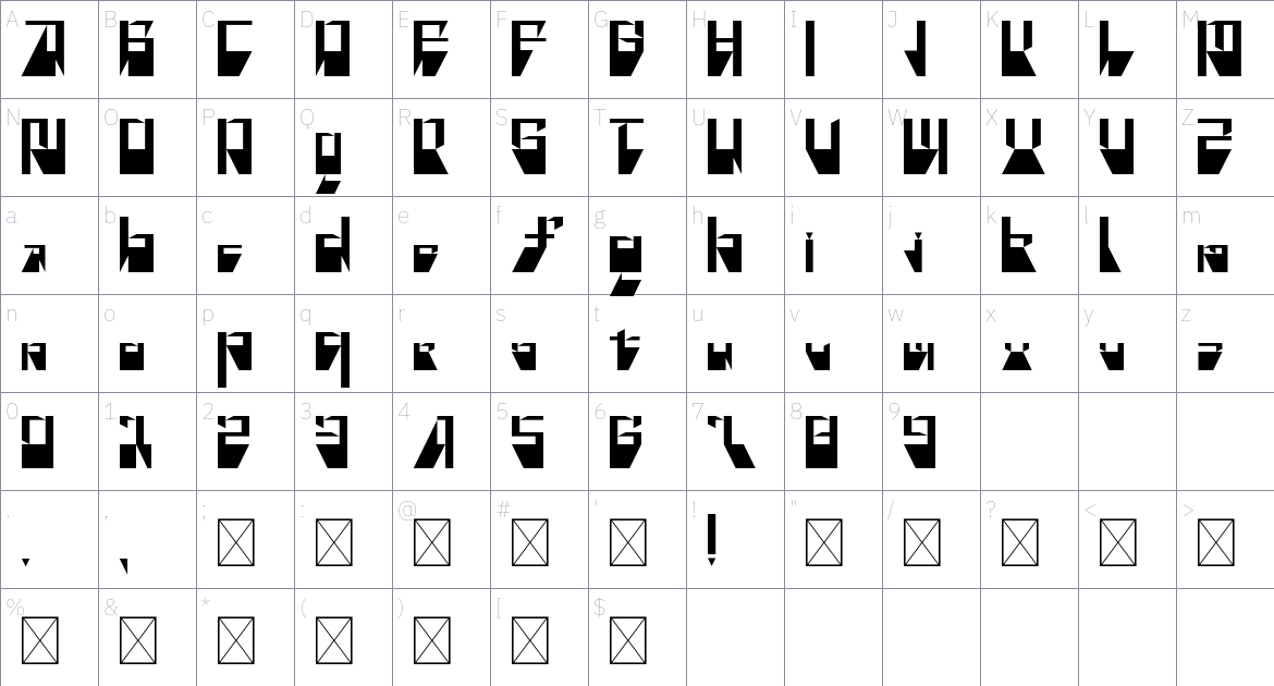 Blade43 Font font Character Map