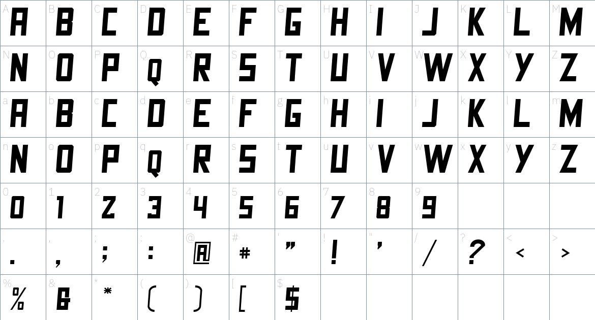 Crash Demons font Character Map