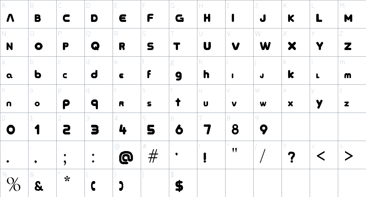 Carriegraph V6 font Character Map