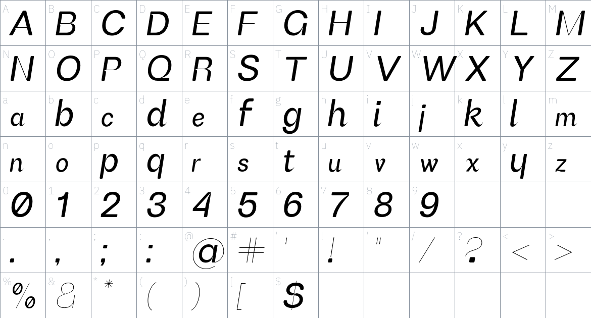 FH Giselle Test font Character Map