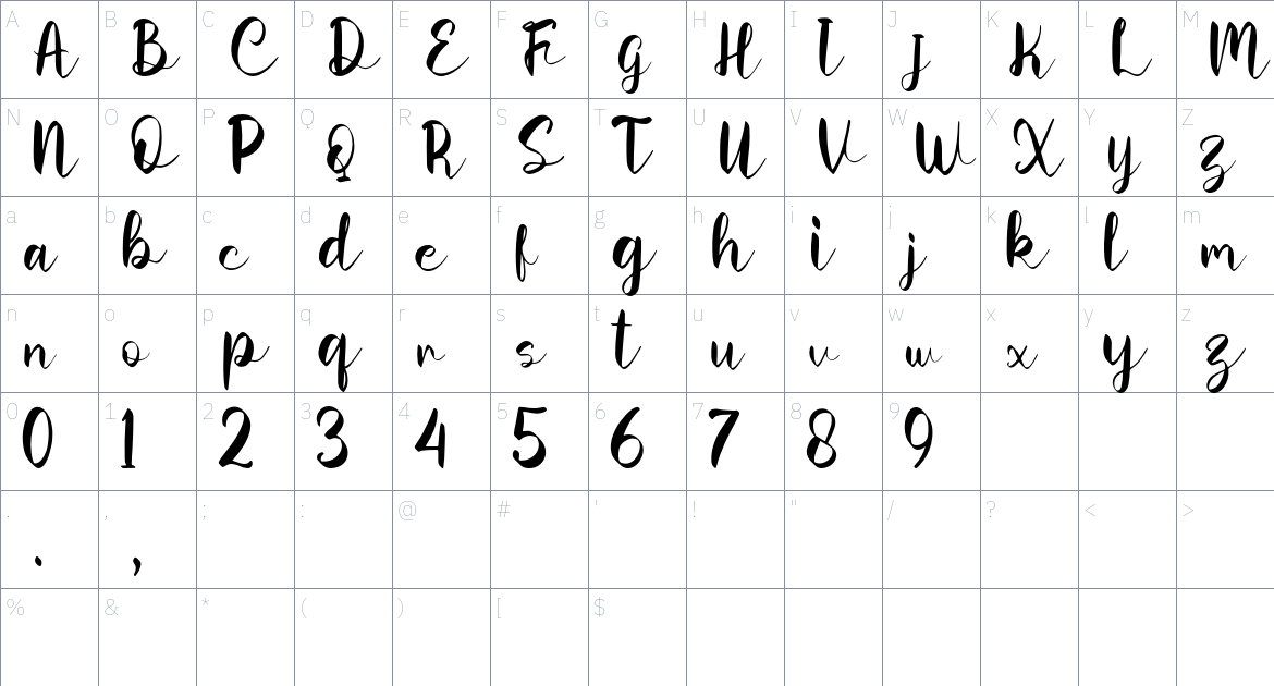 Atoney Font font Character Map