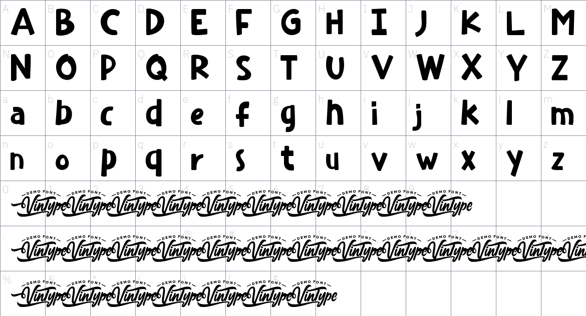 Ice Maker font Character Map