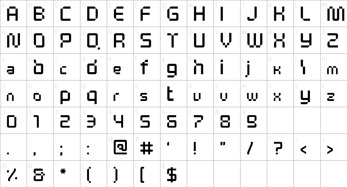 Glitch Demo font Character Map