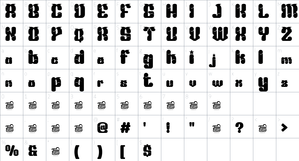 Mabed font Character Map